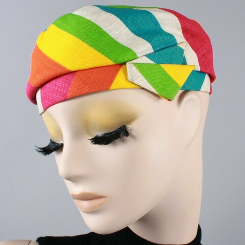Vintage 1930s Colorful Rainbow Cotton Linen Stripe