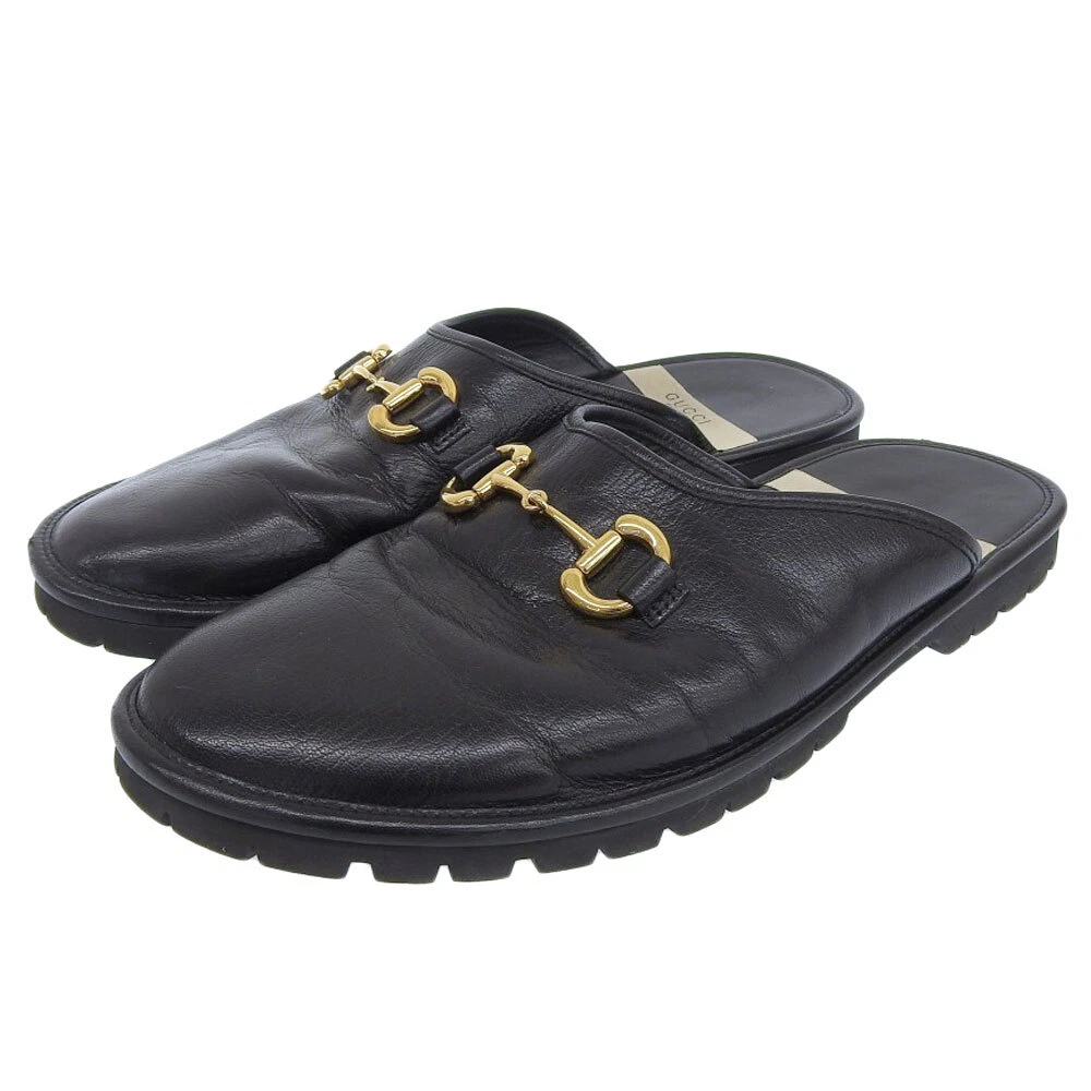 GUCCI GUCCI Gucci Sandales Cuir Horsebit Homme Noir 10 657954 Chaussures 10 Noir