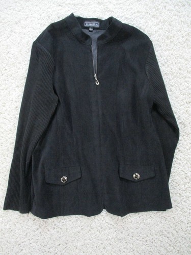 Elementz Jacket Womens Large Black Zip Up Corduroy Pockets Long Sleeve Polyester - Picture 1 of 10
