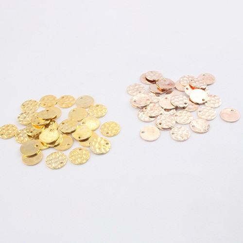 50Pcs Copper Hammered Round Coin Beads 