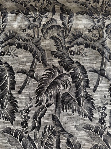 Vintage Baroque Damask Brocade Fabric Jacquard 3 Yards Upholstery Black Palm - Picture 5 of 6