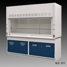 8' Laboratory Fume Hood Enclosure w/ Flammable & ACID Storage Cabinets / E1-785