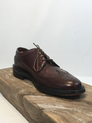 Vintage FLORSHEIM 76399 ali lunghe in pelle marrone grana ciottoli taglia 7 D - Foto 6 di 12
