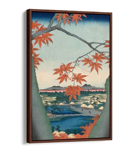UTAGAWA HIROSHIGE, MAPLE TREES AT MAMA -FLOAT EFFECT CANVAS WALL ART PRINT - Picture 2 of 12