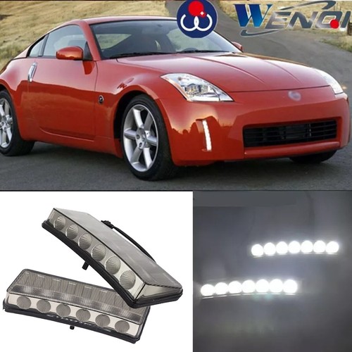 For 2003 2004 2005 Nissan 350Z LED DRL Gray Lens Fog Lights Lamps w/wiring - Picture 1 of 7