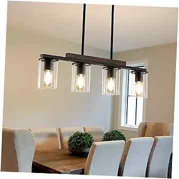 Kitchen Island Lighting, 4-Light Farmhouse Dining Room Light 4 Light Black - Picture 1 of 9