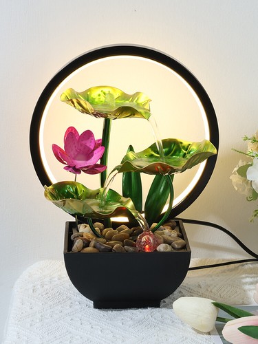 Tabletop Fountain 3-Tiers Water Lily Leaf Small Waterfall Fountains Indoor leEJq - Picture 10 of 22