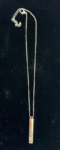 Believe Inspiration Copper Plated Abalone Bar Pendant Silver Tone Chain Necklace - Picture 7 of 10