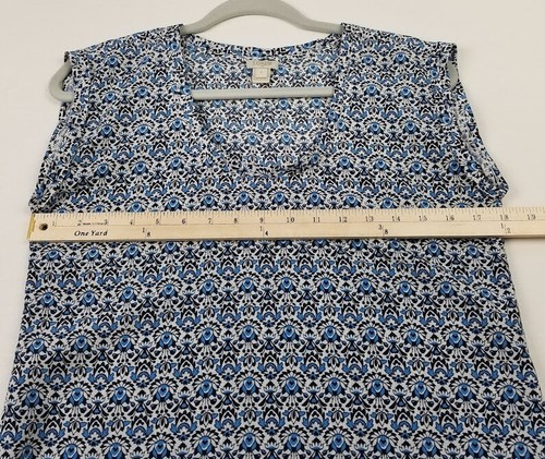 J.Crew Blouse Womens 2 Blue Black White Floral Sleeveless Lightweight Spring Top - Picture 6 of 9