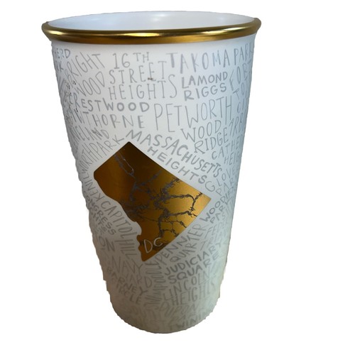 Starbucks Gold/White Washington D.C. Double Wall Lidded Traveler Tumbler - Picture 2 of 5