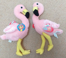 TY Beanie Babies Flamingo Plush Soft Toy 'Splits' 9.5" RARE, retired -NEW-