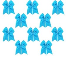 10 Chixx Full Rhinestone Bulk Lot Wholesale Bundle Cheer Dance Bows - Turquoise