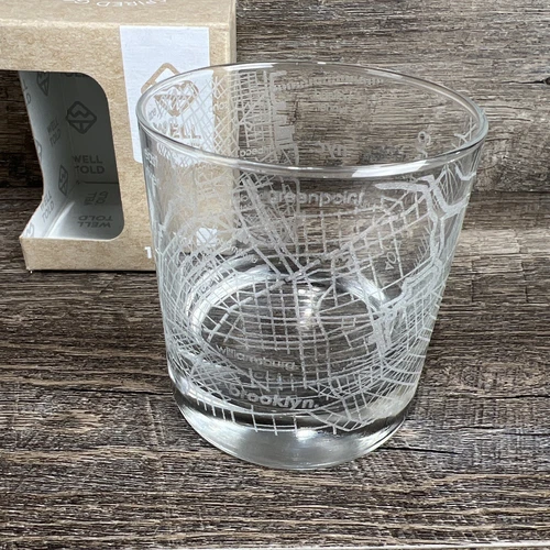 Well Told Etched Map Rocks Glass