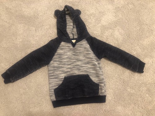 Pre-owned GYMBOREE boys blue bear slub terry hoodie sweatshirt 5T - Picture 11 of 11