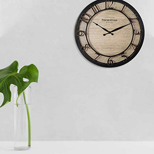 PresenTime & Co 13" Farmhouse Series Wall Clock, Quartz Movement, Shiplap Style - Picture 4 of 8