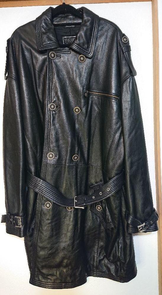 【関税&送料込】Versace Trench Versus Versace Trench Coat Leather Size 36/50 Black From