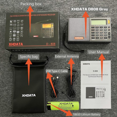 XHDATA D-808 Old Version Portable Digital Radio FM ST/SW/MW/LW/SSB /AIR RDS - Picture 2 of 15