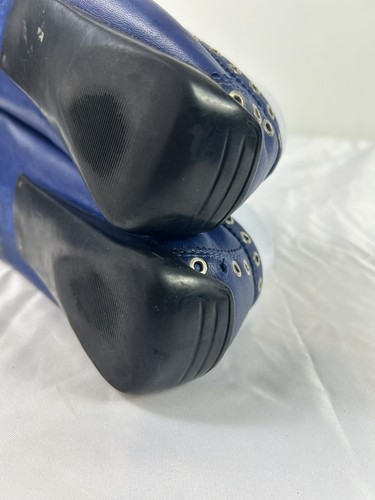 Robert Zur Driving Loafer Blue Leather Silver Studs Flat Slip On Shoes Size 10 - Picture 6 of 15