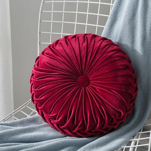 Velvet Pleated Round Pumpkin Pillow Couch Cushion Pillow Home Sofa Bed Decor - Bild 8 von 22