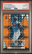 2022 Panini Mosaic #274 Julio Rodriguez RC PSA 10 Reactive Orange Prizm Rookie
