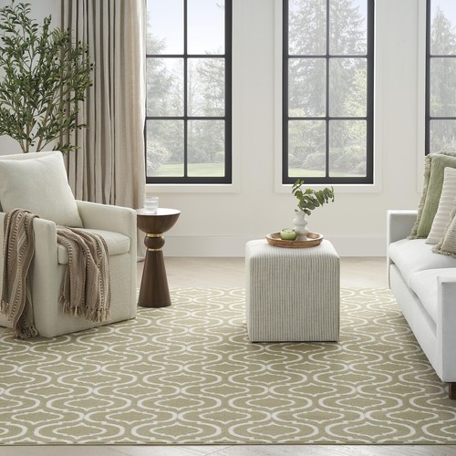 Nourison Jubilant Contemporary Olive 7'10" x 9'10" Area -rug Easy -cleaning - Picture 2 of 8