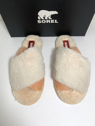 Sorel Go Mail Run Slippers Faux Fur Slip-on Nova Sand Natural Size 7 or 10 NEW - Picture 5 of 8