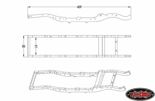 Juego de 2 chasis Gelande para cuerpo D90 409 mm de largo RC4WD Z-C0040 3 brackets y mt delantero - Imagen 5 de 5