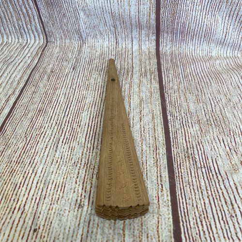Vintage Hand Fan Wood 8" Hand Carving And Made Antique Orange Band - Picture 5 of 5