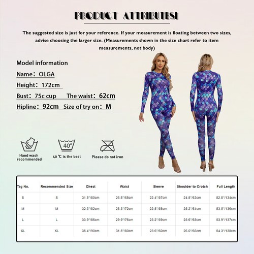 Damen Jumpsuit Bodycon Fischschuppen Print Sport Strampler Cosplay Body - Bild 29 von 92