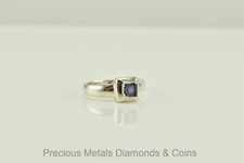 Cute Sterling Silver Princess Cut Amethyst Halo Band Solitaire Ring 925 Sz: 6.5