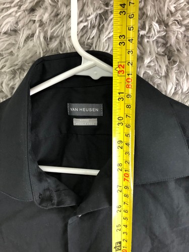 Van Heusen Hemd Größe 15,5 34/35 Herren Einfarbig Schwarz Langarm Spreizkragen - Bild 5 von 12