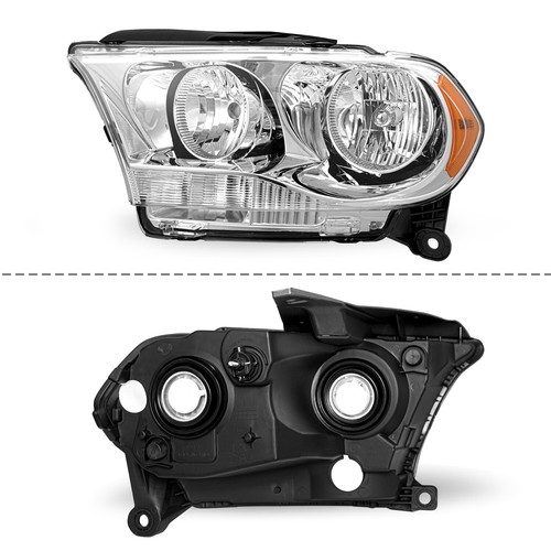 FOR 2011-2013 DODGE DURANGO HEADLIGHTS CHROME HOUSING HALOGEN HEADLAMPS LH+RH - Picture 4 of 6