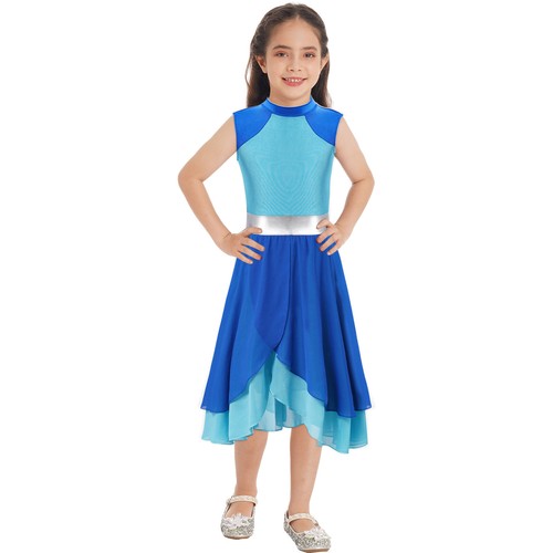 Kids Girls Shiny Sequin Ballet Tutu Dress Leotard Jazz Dance Sleeveless Costume - Picture 5 of 18