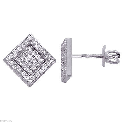 925 Sterling Silver Cubic Zirconia CZ Cluster Square Unisex Stud Earrings 925 Sterling Silver Cubic Zirconia CZ Cluster Square Unisex Stud Earrings