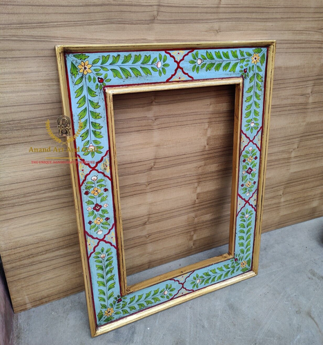Wooden Wall Mirror, Hand Painted Mirror Frame, Photo Frame, Beautiful Indian art - Picture 3 of 8