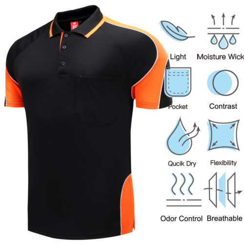 Mens Polo Shirts Short Sleeve chest pocket Black Aqua Pink Blue Office Team Golf - Picture 34 of 66