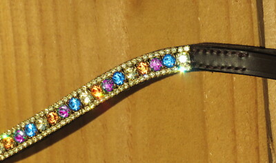 FSS Crystal Bling Curve Shape Stirnband SHIMMER Gold Gelb Rosa Aquamarin Orange