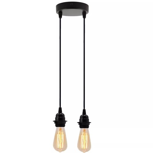 Vintage Adjustable 1-5 Way Pendant Light - Black E27 Ceiling Light 240V - Picture 3 of 46