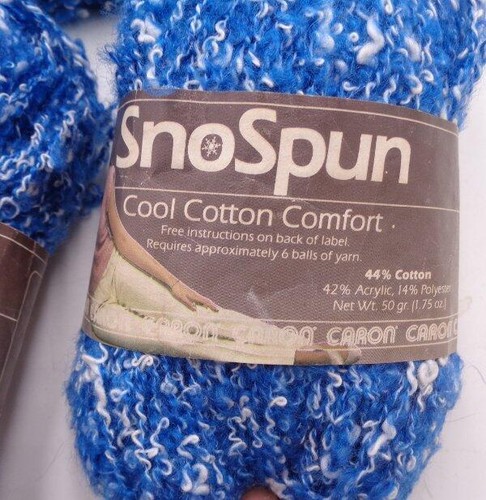 Lot of 4 Sea Blue Snow Spun Yarn by Caron Variegated Blue White Textured 1.75 oz - Picture 2 of 4