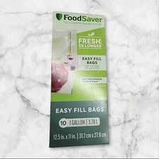 FoodSaver Pre-cut Vacuum Seal Bags, Easy Fill Stand Up 1-Gallon Bags (10)