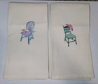 Set Of 2 MWW Market Mayfair Embroidered Linen Hand/Tea Towels Cottage Core