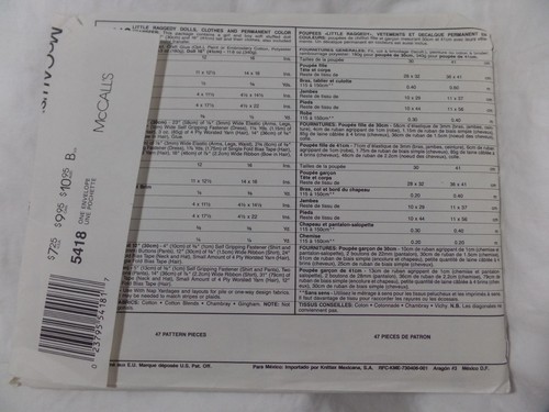 McCall's Crafts Simplicity Doll Raggedy Ann & Costume Sewing Pattern NEW - Picture 10 of 31