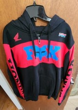 Fox Racing Mens Black/Red Honda Zip Up Fleece Hoodie Hoody Sweatshirt Fleece XL