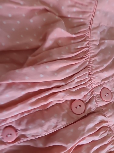 Vintage April Cornell Cornelloki Polka Dot Dress 3/4 Peach & White Button Down - Picture 14 of 14