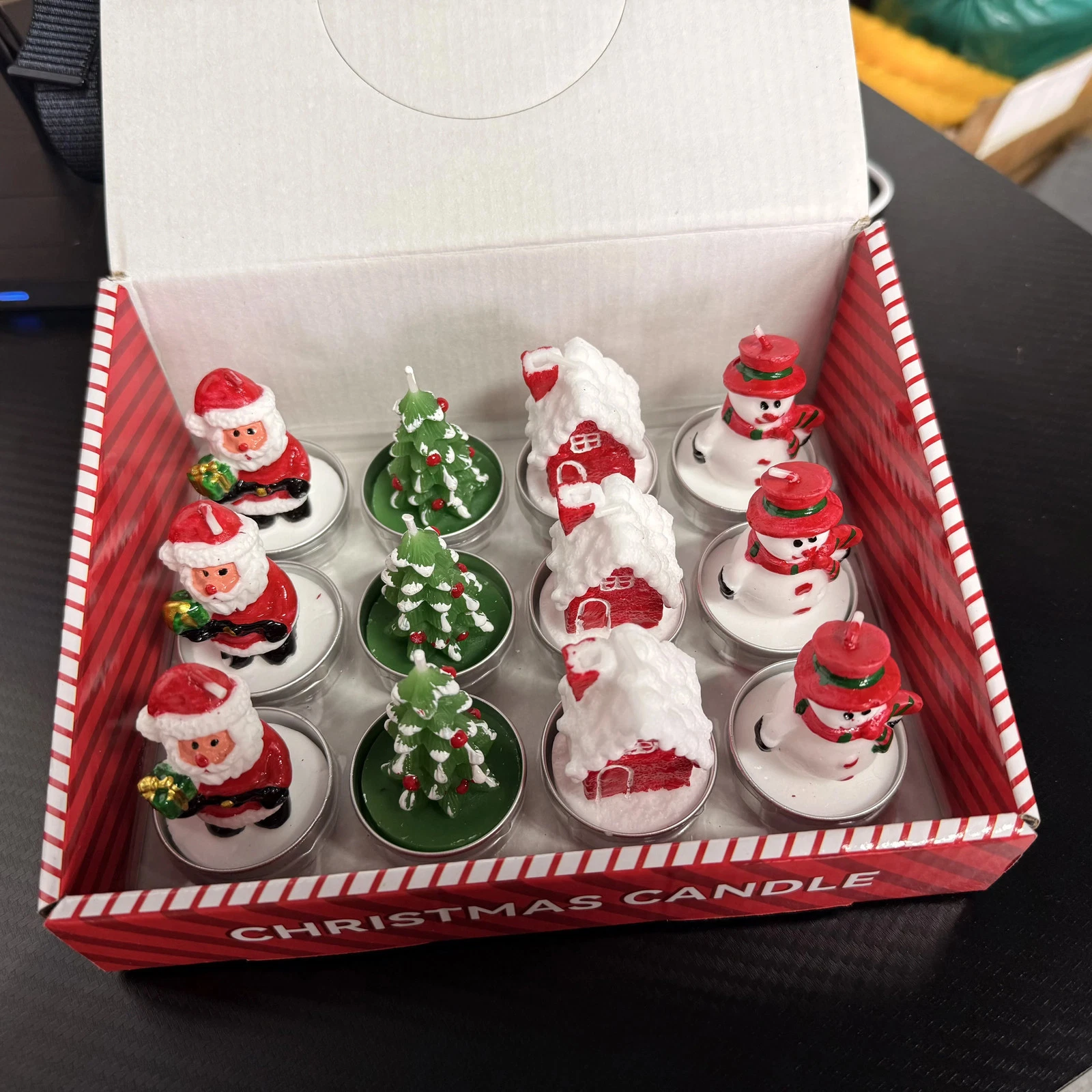12pcs Christmas candles Santa Claus tree snowman romantic candlelight dinner dec image 1