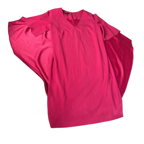 Vestido ESCADA Rosa Flor Cuentas Cuello en V Drapeado Manga Capa Talla 42 Grande - Imagen 2 de 6