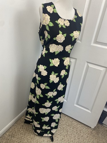 Vintage Größe 12 Maxi A-Linie Kleid Landhaus Kern Fee launisch Goth bescheiden  - Bild 1 von 12