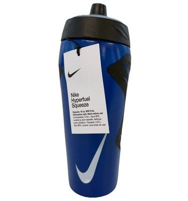 Nike Hyperfuel Squeeze Trinkflasche 18oz Blau/Schwarz Neu 