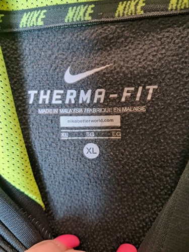#281 NIKE Youth Extra Large Pullover Black Green Camo Therma Fit Hoodie - Picture 3 of 7