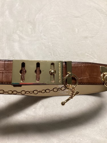 bcbgmaxazria Elegant Brown Belt With Gold Tone, Size M - Picture 4 of 15